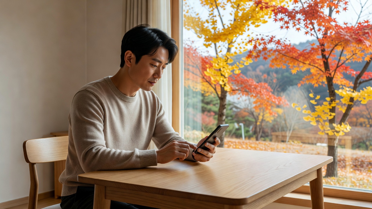 화담숲 입장료 사전 예약을 스마트폰으로 확인하는 장면