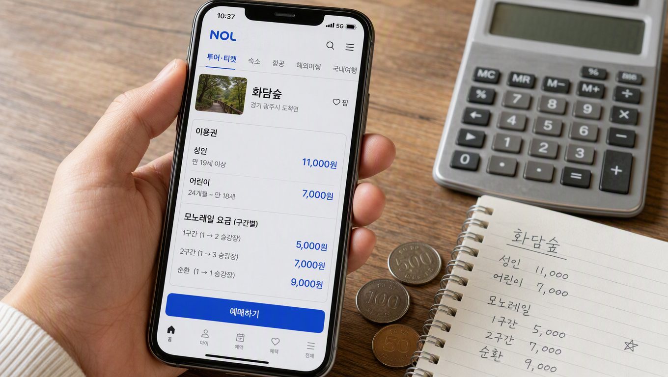 화담숲 입장료와 모노레일 예약·취소 방법