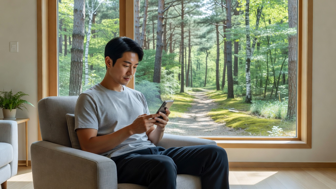 화담숲 홈페이지 예약 후 QR코드 확인하는 장면