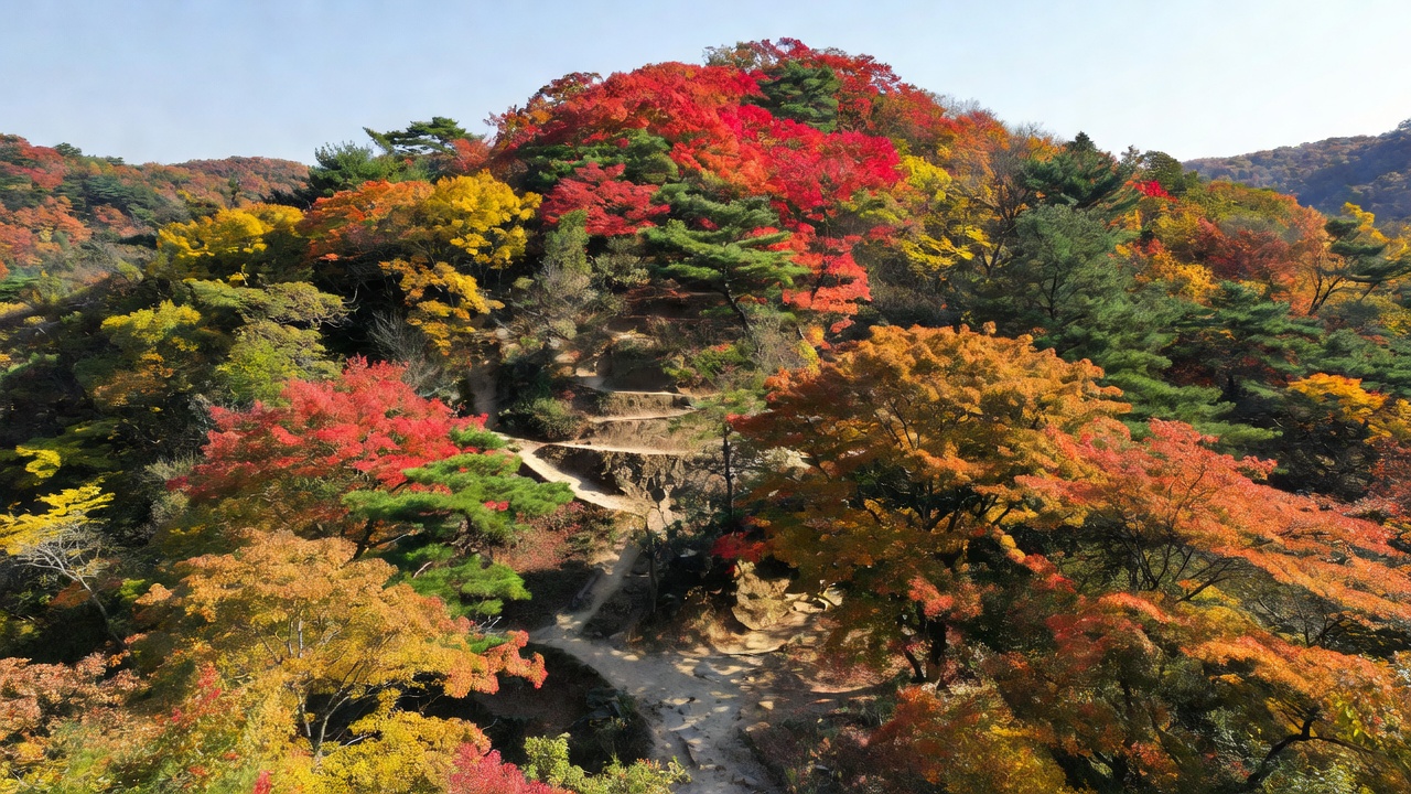 화담숲 단풍이 정상부터 아래로 물드는 가을 산책로